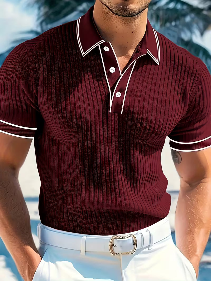ETHAN™ – Color-Blocked Short Sleeve Polo Shirt