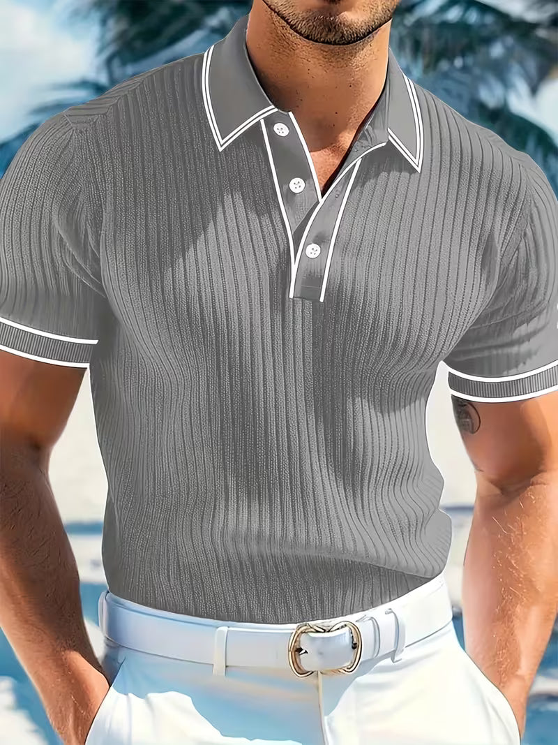 ETHAN™ – Color-Blocked Short Sleeve Polo Shirt