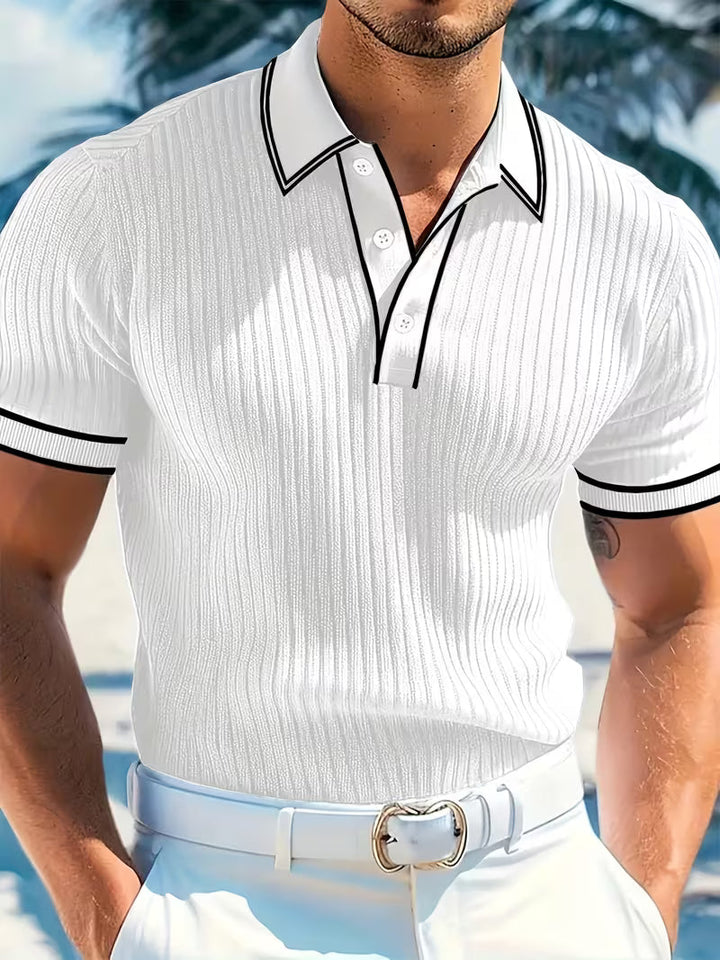 ETHAN™ – Color-Blocked Short Sleeve Polo Shirt