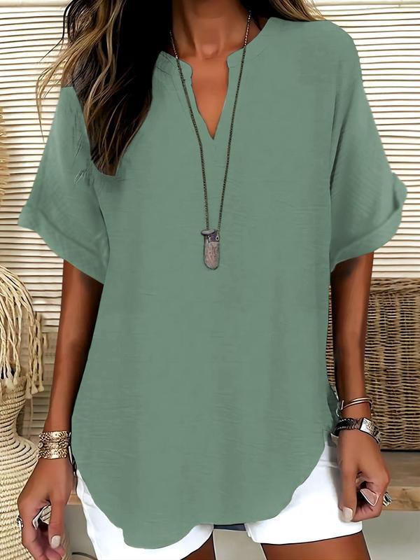 GENNEVA™ – Casual Plain Short Sleeve Blouse