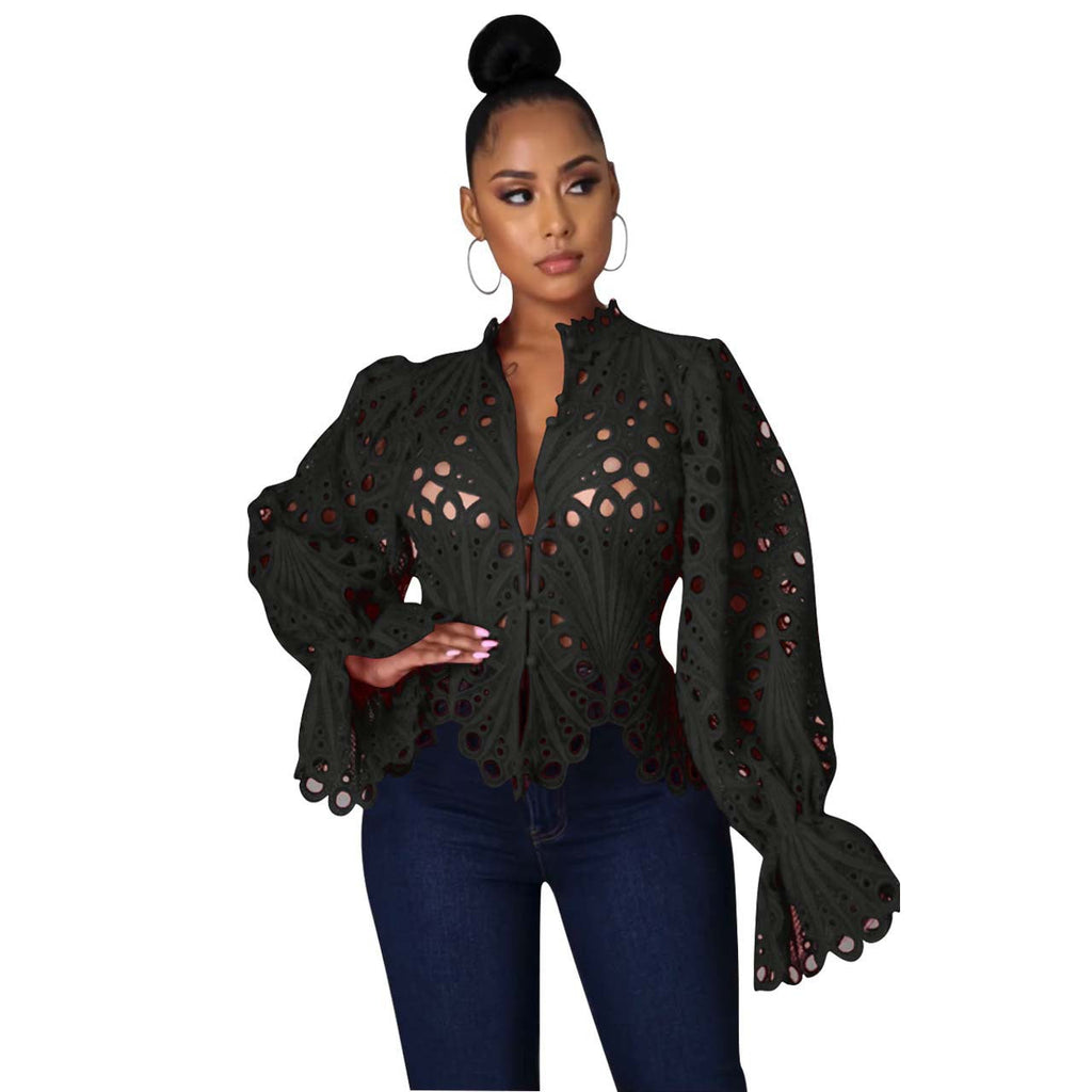 ISALI™ - Chic Asymmetrical Flounce Sleeve Blouse