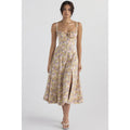 OPRAH™ - Casual Lace-Up Square Neck Midi Dress