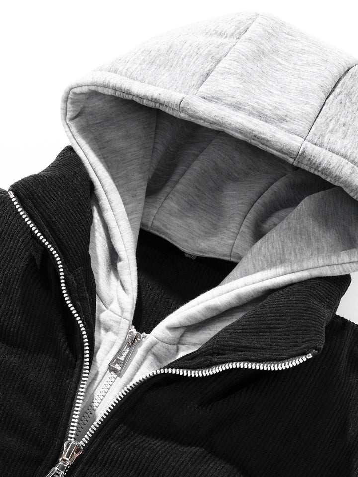 CORWIN™ – 2-in-1 Corduroy Zip Up Hooded Puffer Coat