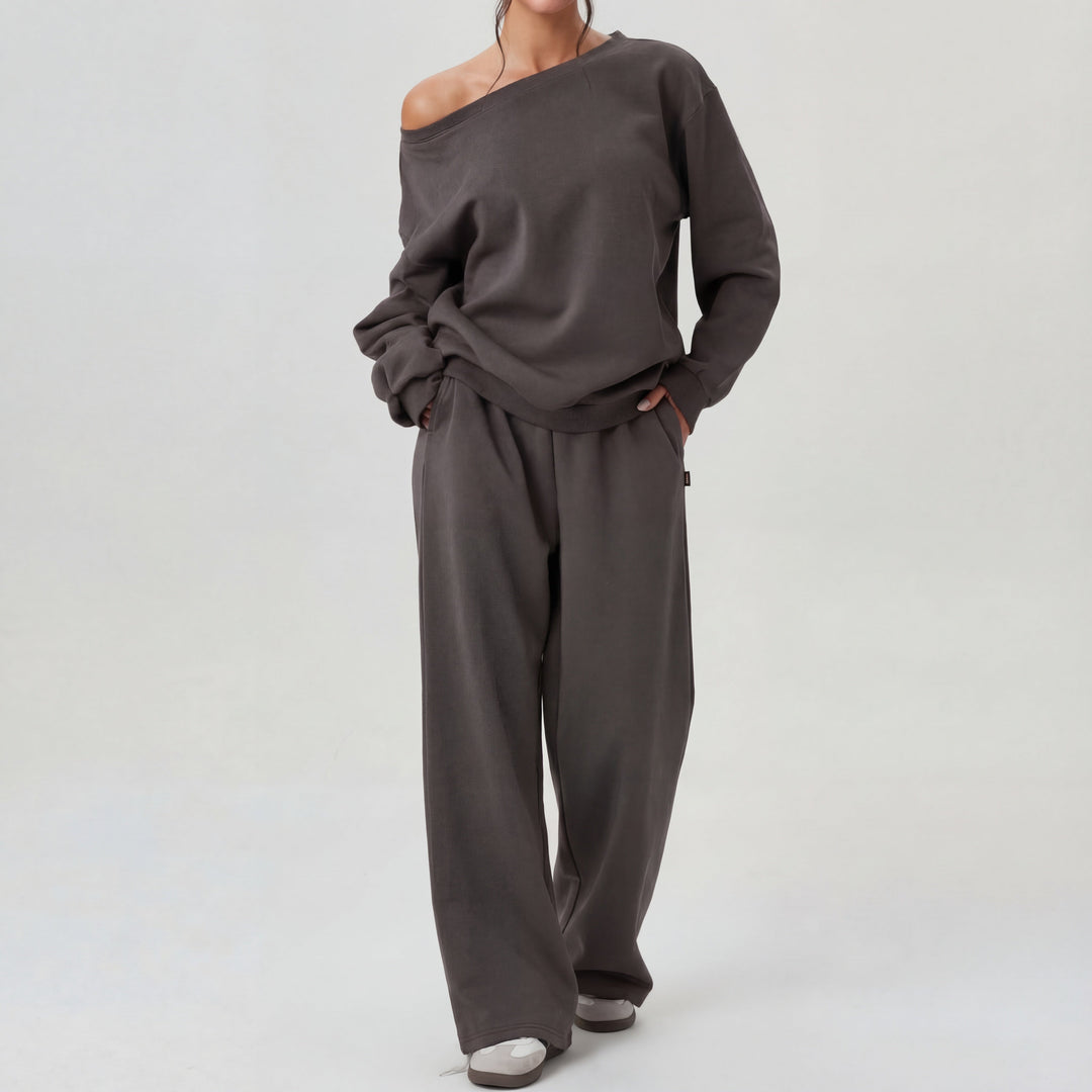 NELIA™ - Casual One-Shoulder Long Sleeve Two-Piece Set